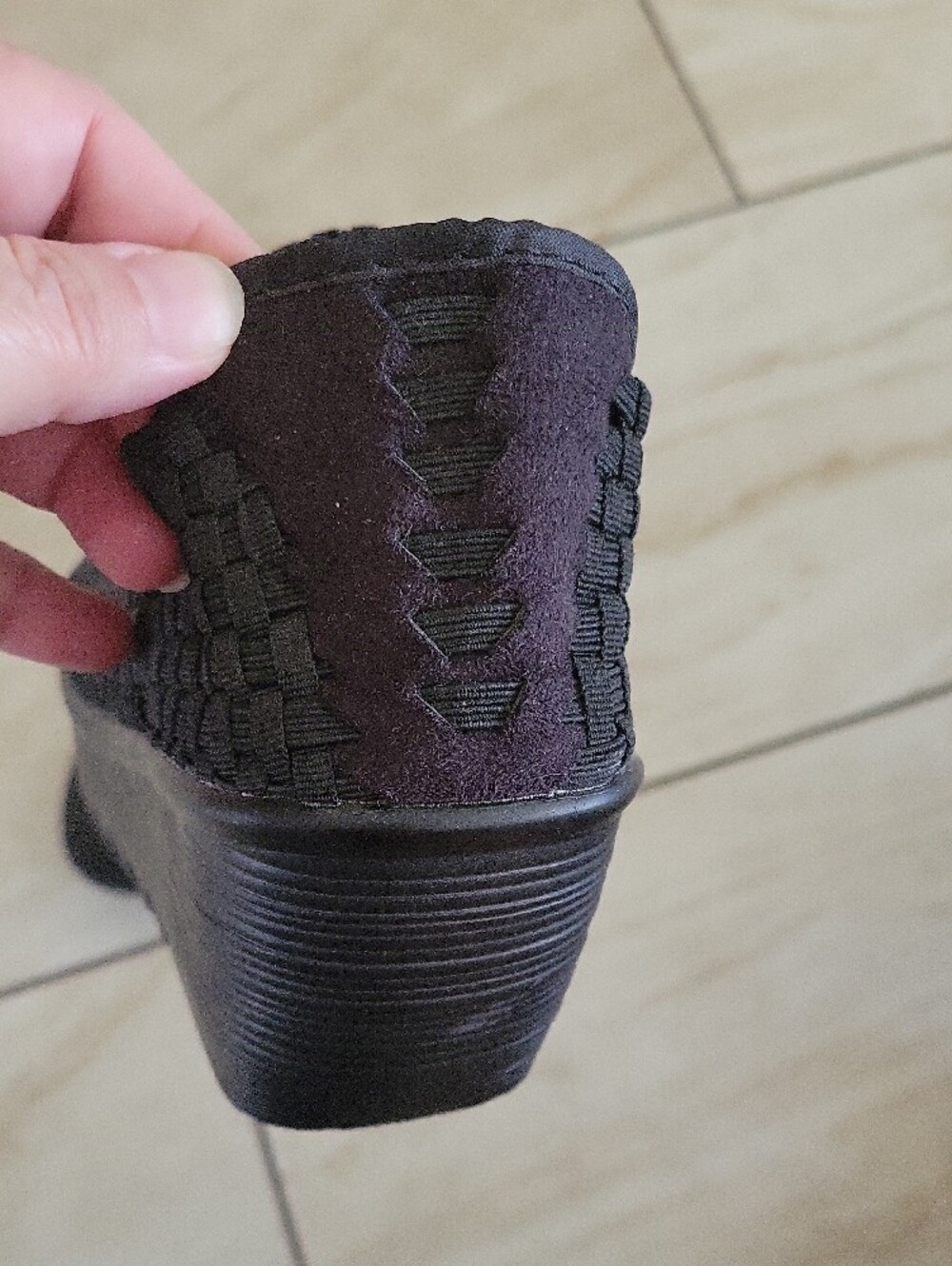 bernie mev. Black Woven Mary Jane  Shoes with Cross Strap - Picture 3 of 7